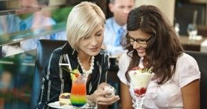 Young women in cafe